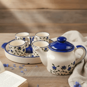 Tea Set- Indigo Leaf