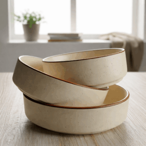 Premium Ceramic Salad Plates (Set of 3, Stackable)-Ivory Essentials