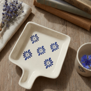 Ceramic Snack Plates (White & Blue)- Set of 2