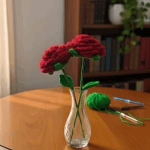 Dark Red Rose - Set of 2 Flowers
