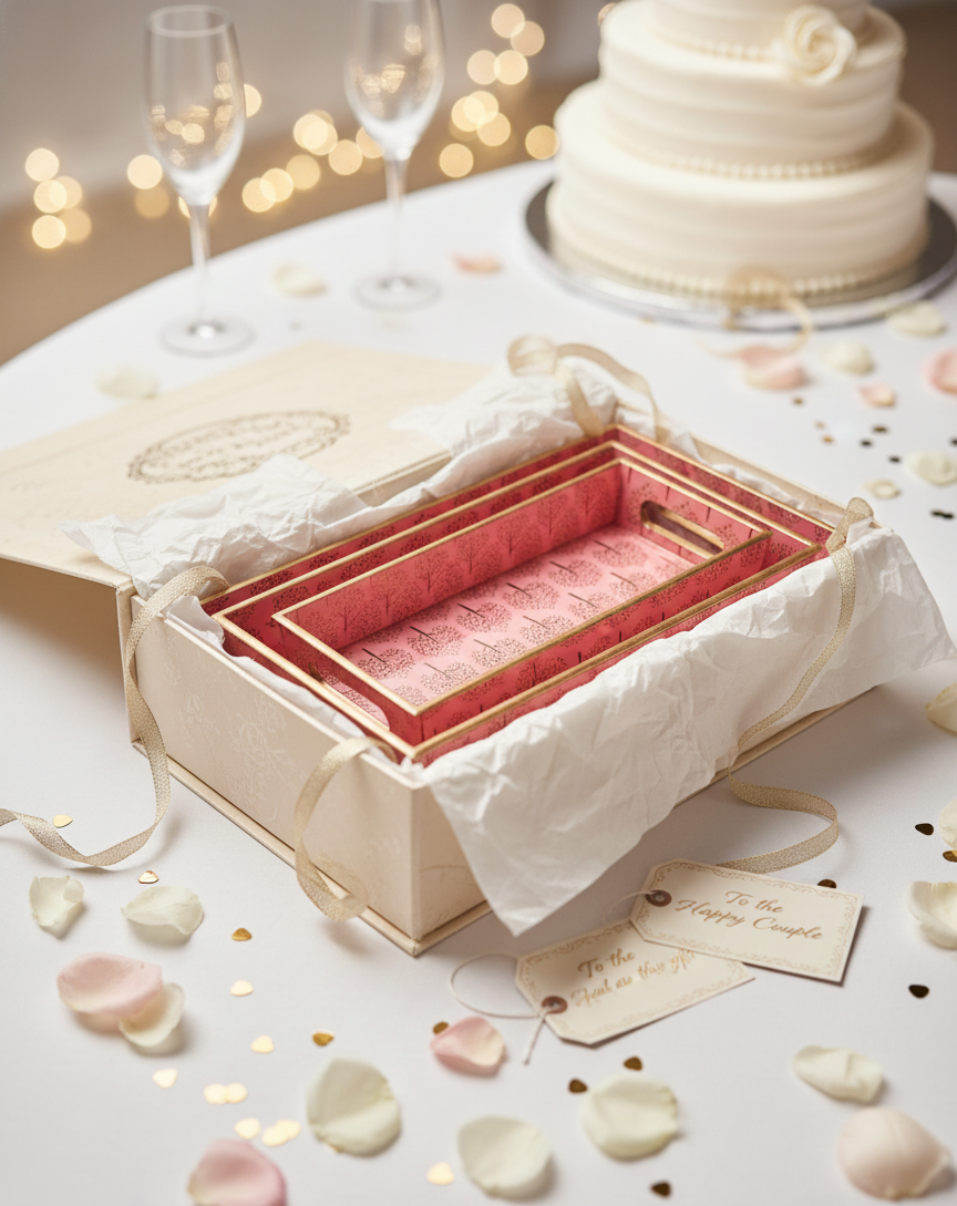 Serving Tray (Set of 3)- Pink Leaf - Image 2