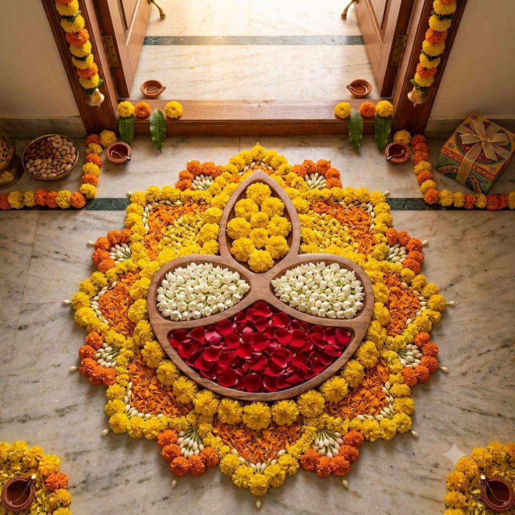 Diya Shaped Wooden Dry Fruit Tray, Handmade Diwali Gift - Image 4