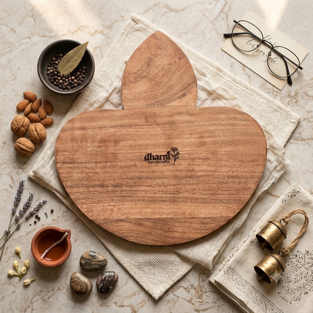 Diya Shaped Wooden Dry Fruit Tray, Handmade Diwali Gift - Image 6